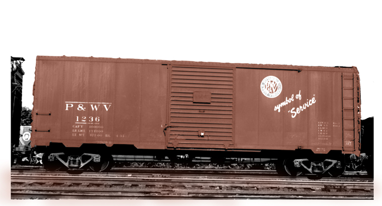 P&WV 1236 AC&F car company.  Location unknown.  Reshopped 4/54