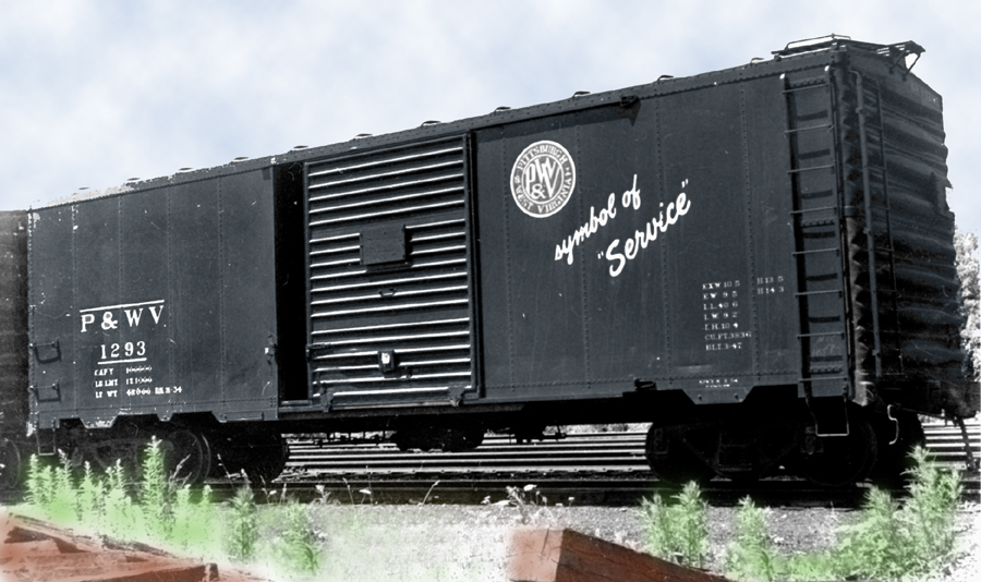 P&WV 1293 AC&F car company.  Location unknown.  Circa 1954