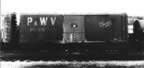 P&WV 1232 AC&F car company.  Date and location unknown.  Not sure what color scheme was used on this car or how many cars got this block lettering style. (177kb)